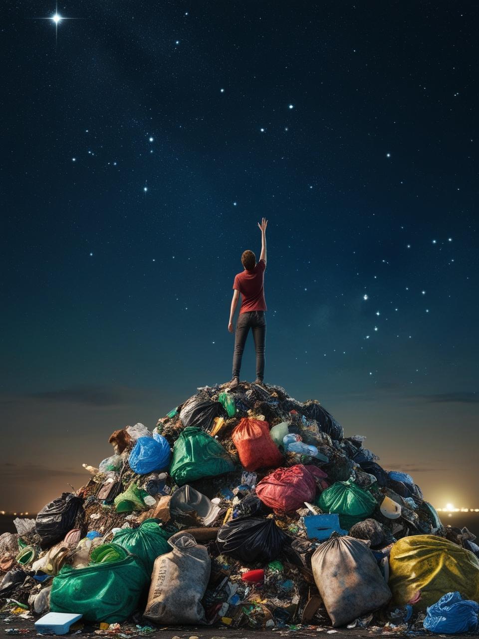 Standing on a garbage pile
